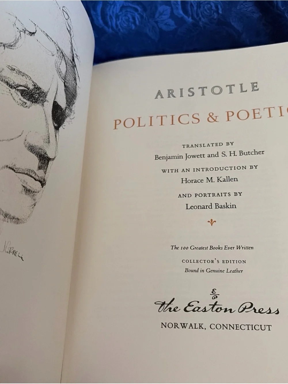Politics and Poetics by Aristotle 1979 Easton Press Leather Bound